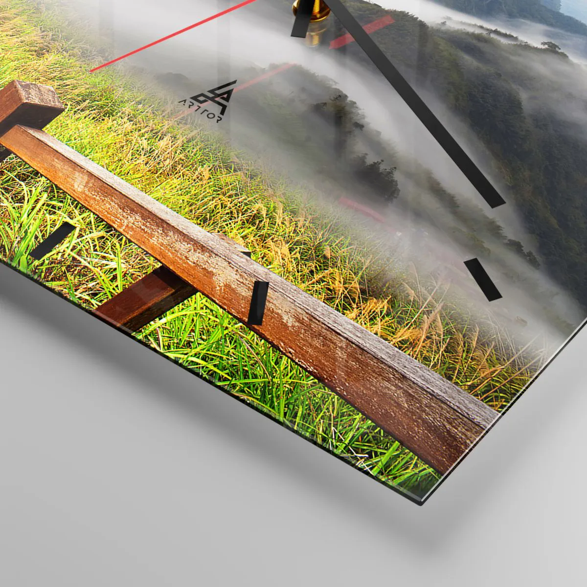 Wanduhr - Glasuhr - Gewebt aus Lichtschein und Nebel - 40x40 cm