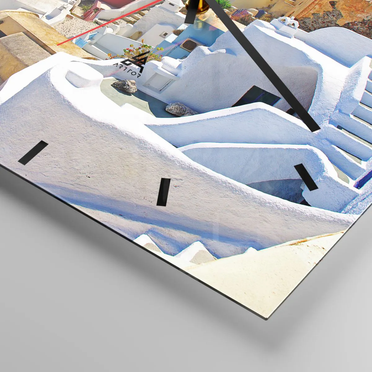 Ceas de perete - Ceas pe sticlă - Visând la o vară grecească - 30x30 cm