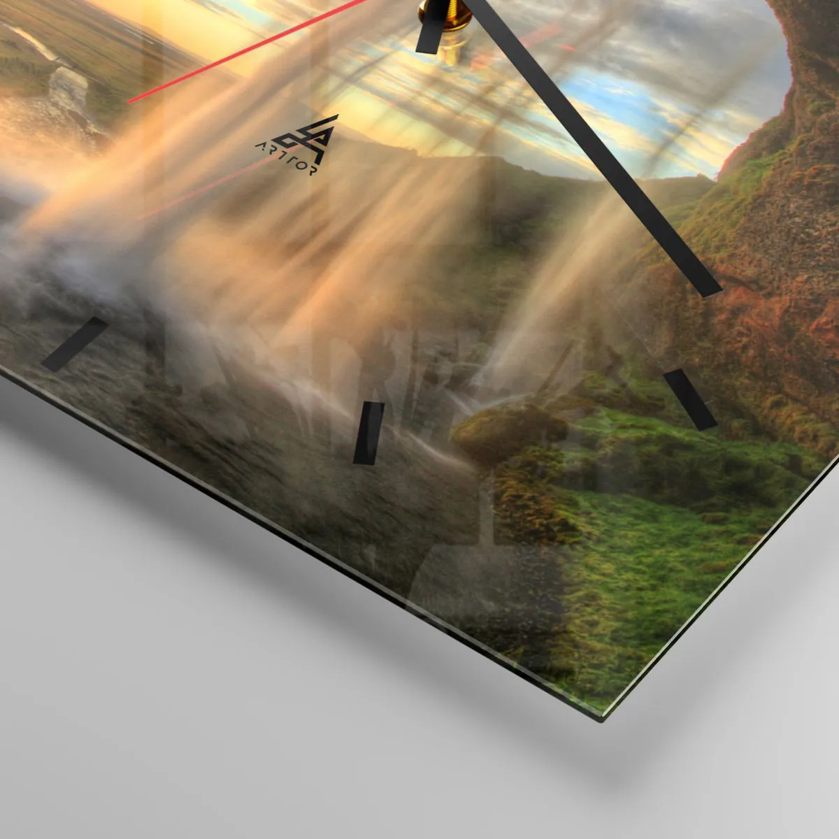 Wanduhr - Glasuhr - Die Welt hinter einem Schleier aus Tropfen - 40x40 cm