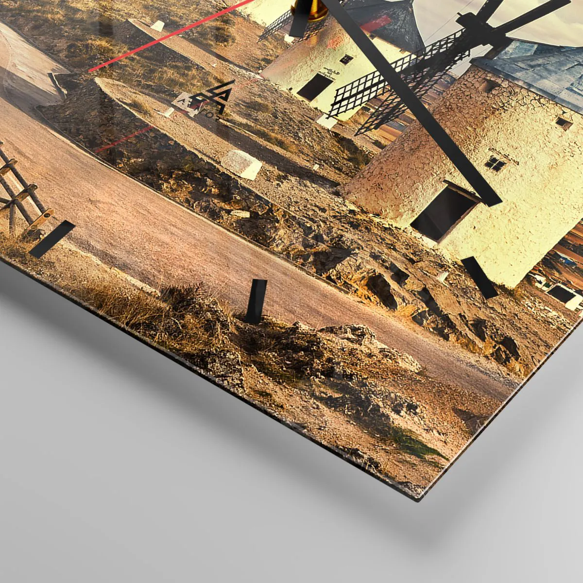 Vægur, Uret - Don Quixote er ved at dukke op - 40x40 cm