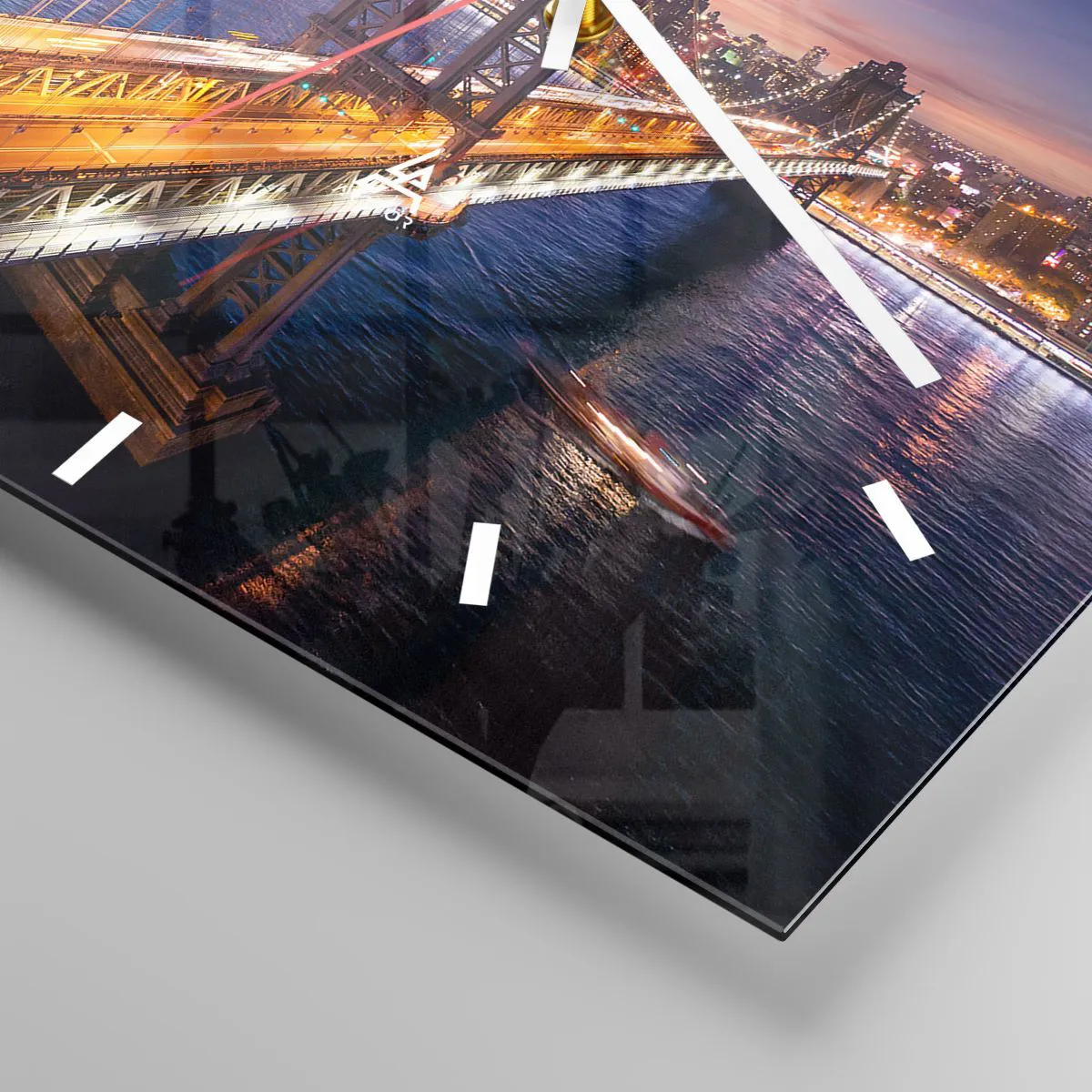 Ceas de perete - Ceas pe sticlă - Pe un pod luminos către inima orașului - 30x30 cm