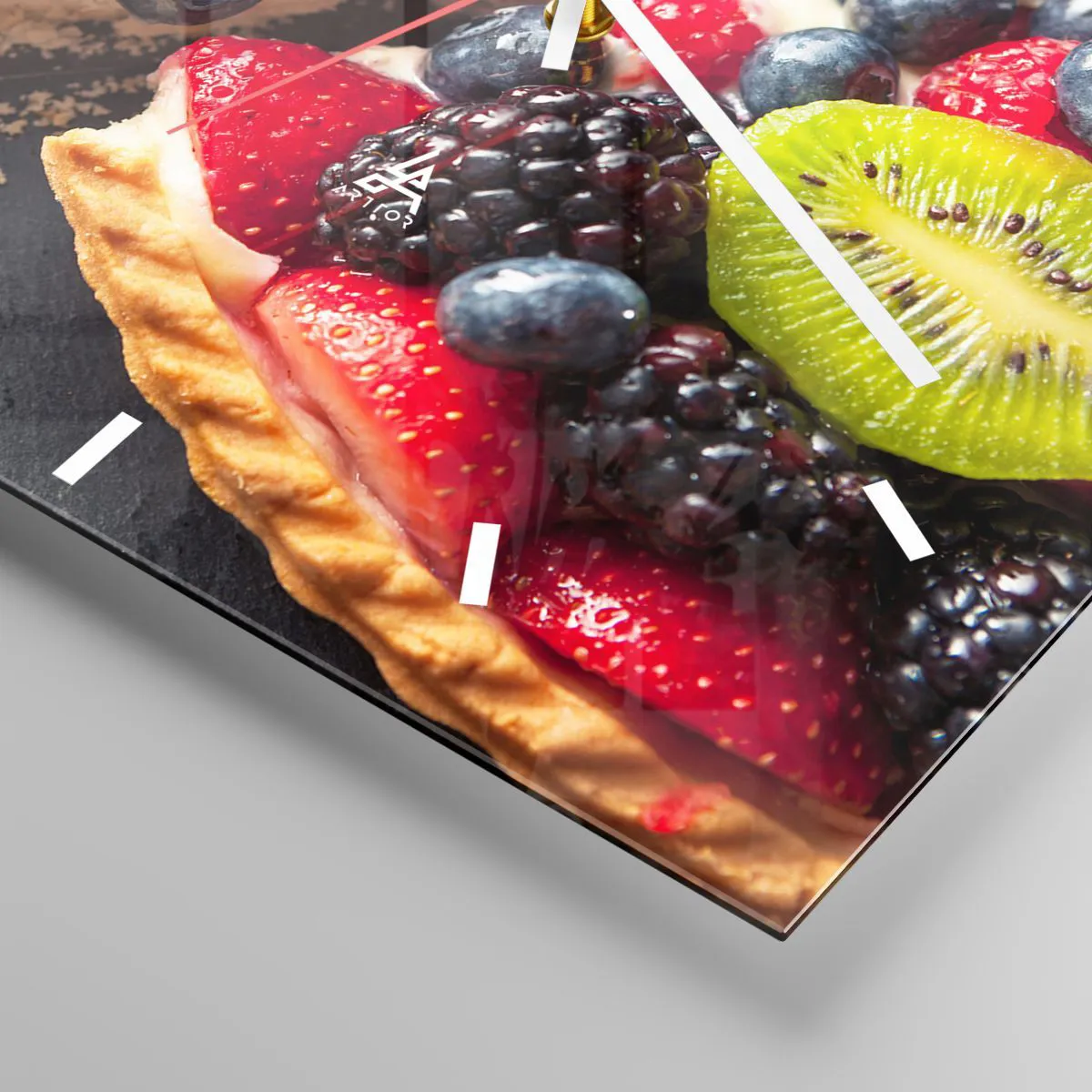 Zegar ścienny - Kolorowa tarta z owocami i kremem - 30x30cm - Dolce vita! - Nowoczesna dekoracja ścienna do salonu i sypialni ARTTOR