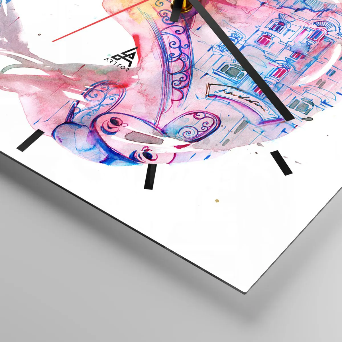 Ceas de perete - Ceas pe sticlă - Podul secret al suspinelor - 40x40 cm