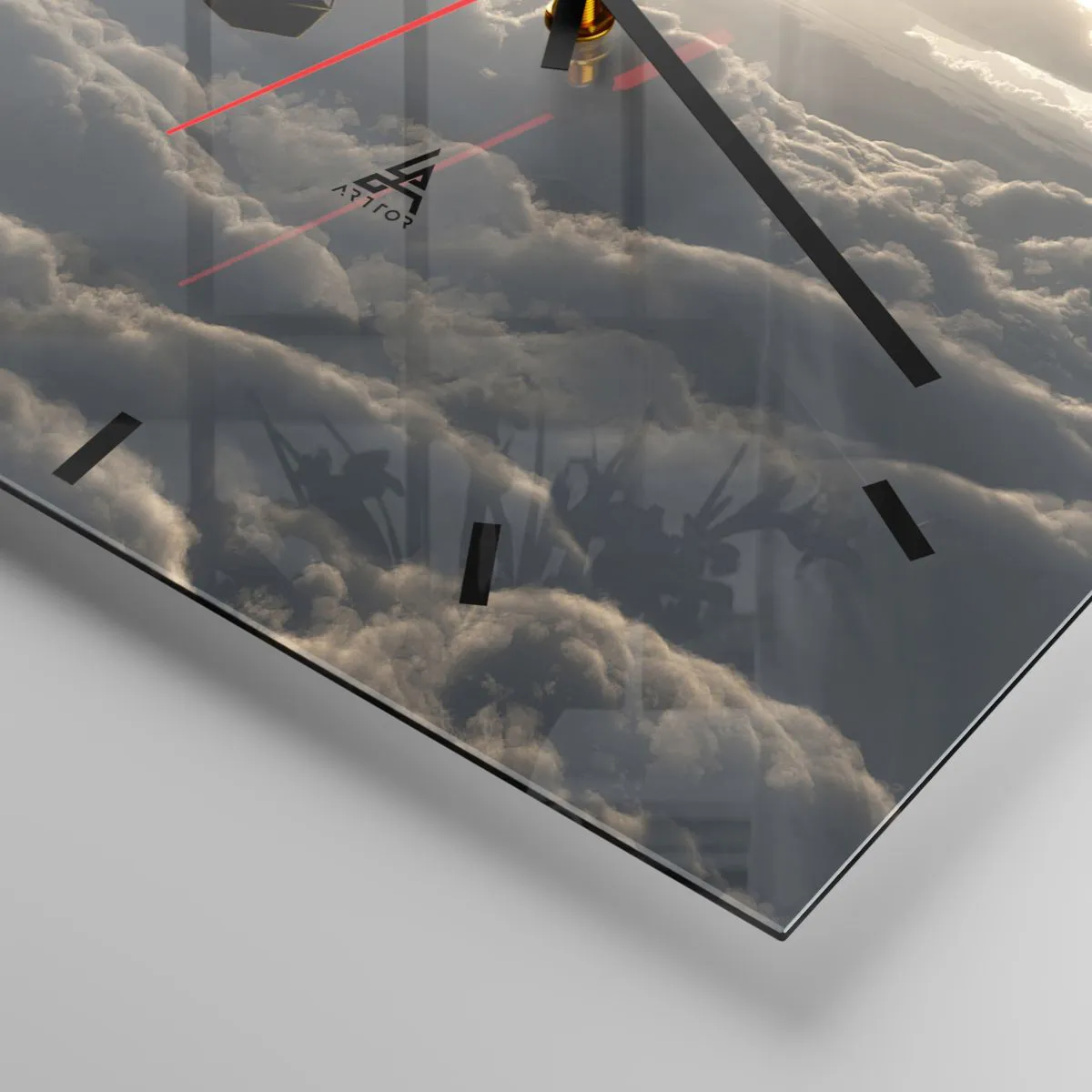 Wanduhr - Glasuhr - Ein Wanderer über den Wolken - 40x40 cm