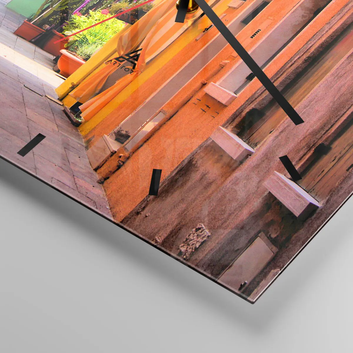 Wanduhr - Glasuhr - Regenbogengasse - 40x40 cm