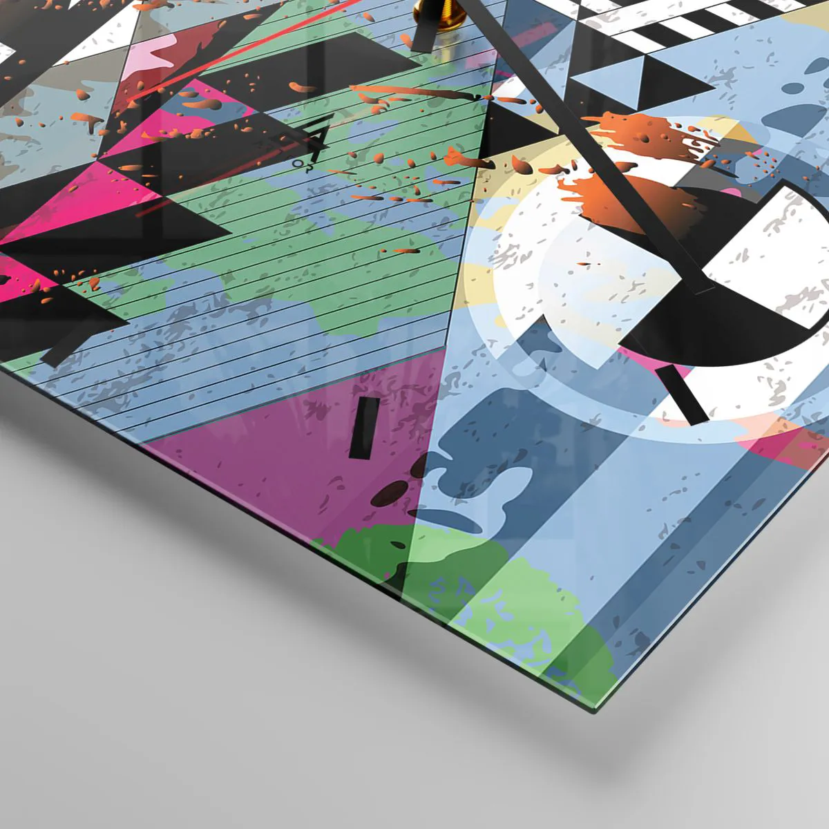 Relógio de parede - Relógio em vidro - Geométrica e organicamente - 30x30 cm