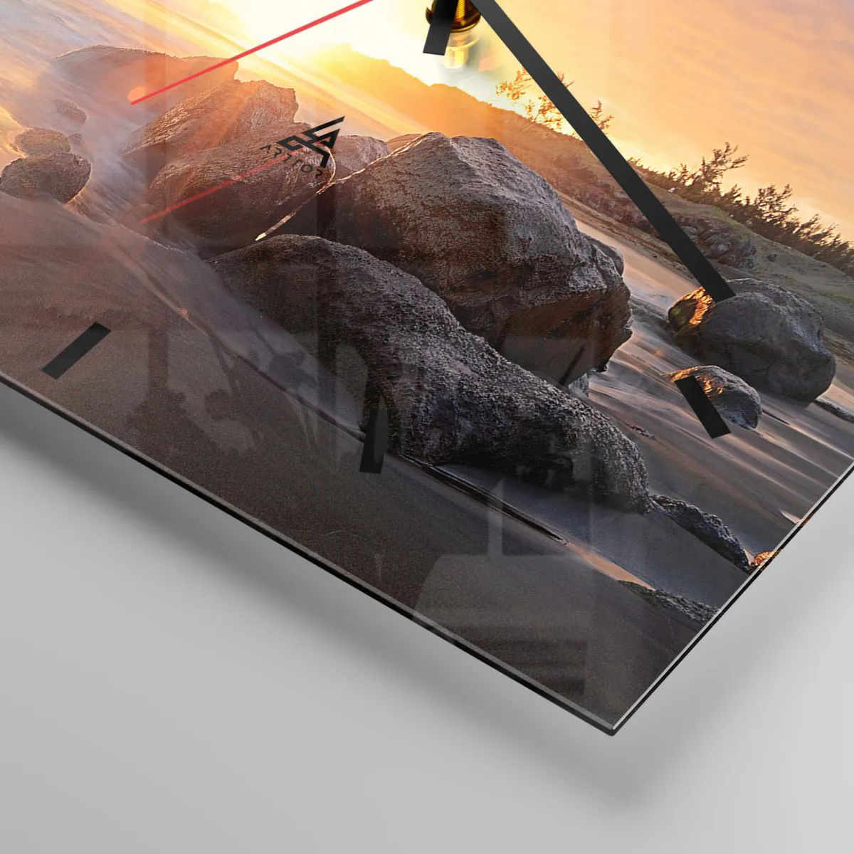 Ceas de perete - Ceas pe sticlă - Briză luminoasă de seară - 30x30 cm