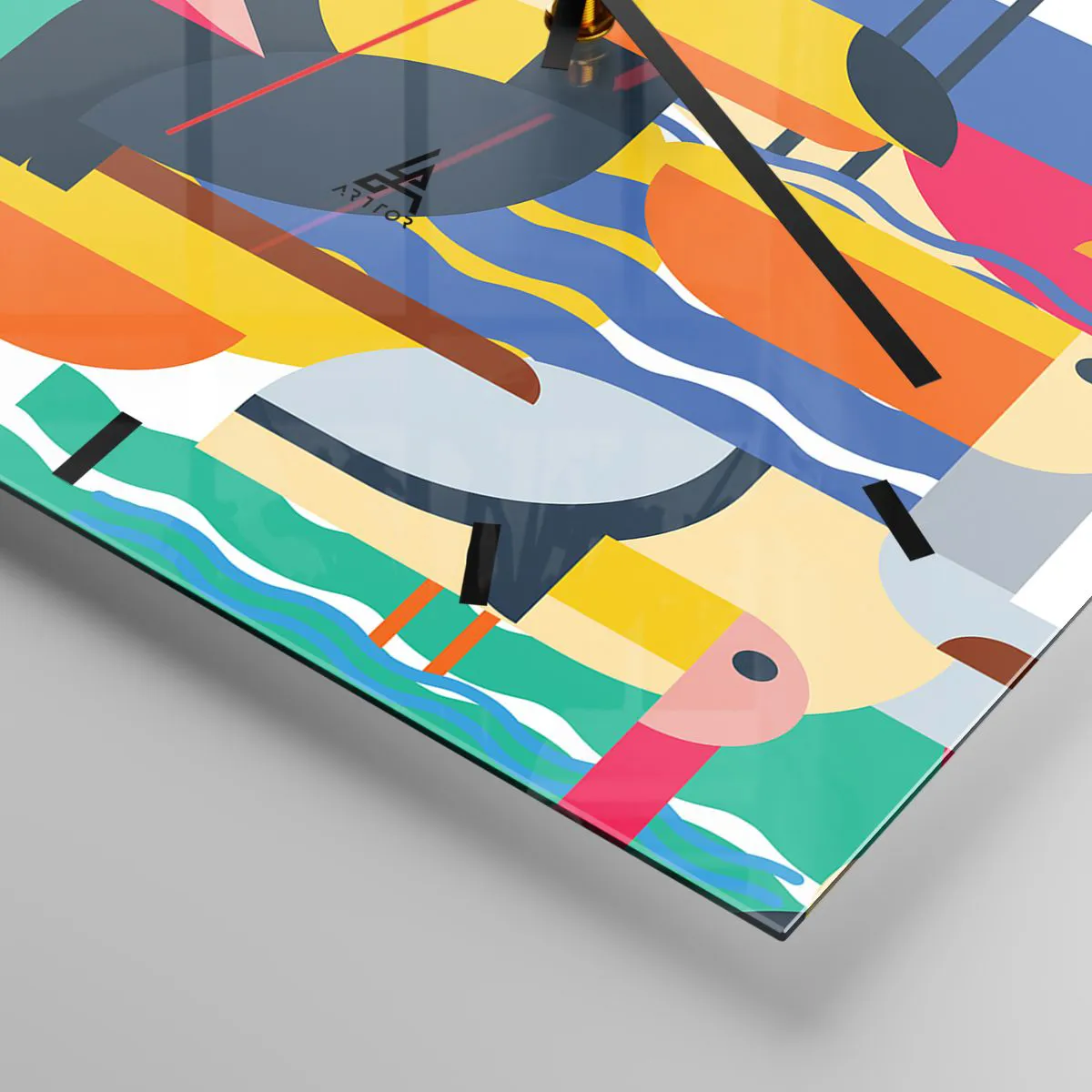 Ceas de perete - Ceas pe sticlă - Cheful păsărilor - 30x30 cm