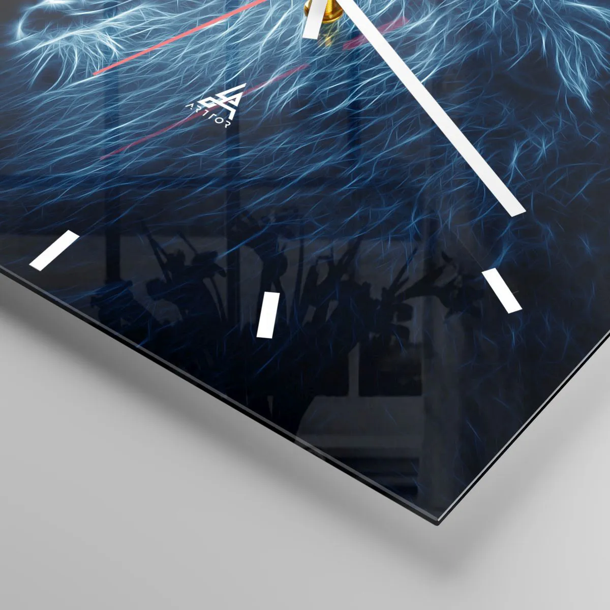 Wanduhr - Glasuhr - Ein markantes Löwengesicht im Neon-Stil - 30x30cm - Der feurige Zorn des Königs - Moderne Wanddekoration für Wohnzimmer und Schlafzimmer ARTTOR