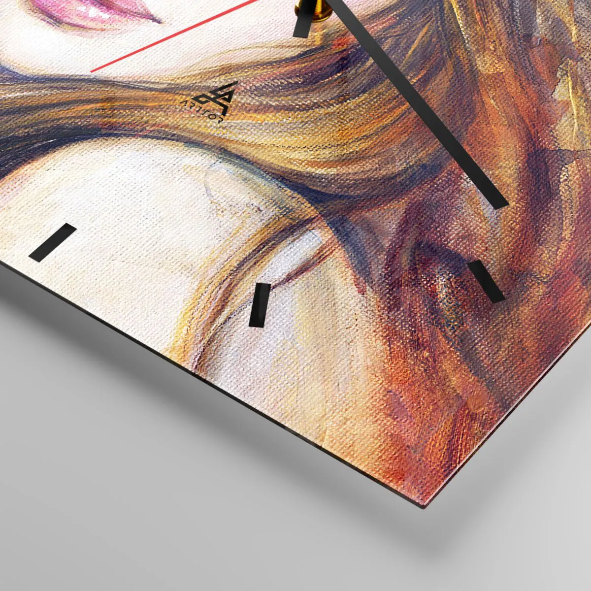 Wanduhr - Glasuhr - Porträt einer Frau im malerischen Stil - 30x30cm - Einen Penny für deine Gedanken - Moderne Wanddekoration für Wohnzimmer und Schlafzimmer ARTTOR