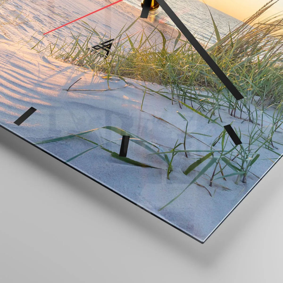 Ceas de perete - Ceas pe sticlă - Zumzet de mare, o plajă sălbatică printre ierburi... - 40x40 cm