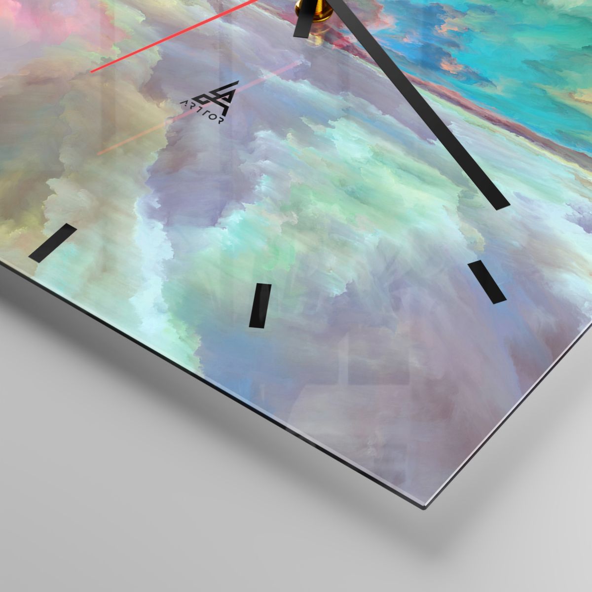 Orologio da parete Arttor - Due cieli - Quadrante con trattini, Forma:  Quadrato - 40x40 cm - Astrazione, Arte, Surrealismo