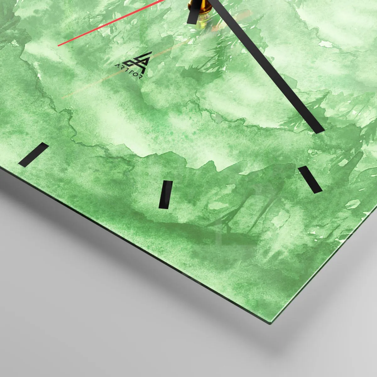 Nástěnné hodiny - Rozmazaný zelenou mlhou - 30x30 cm