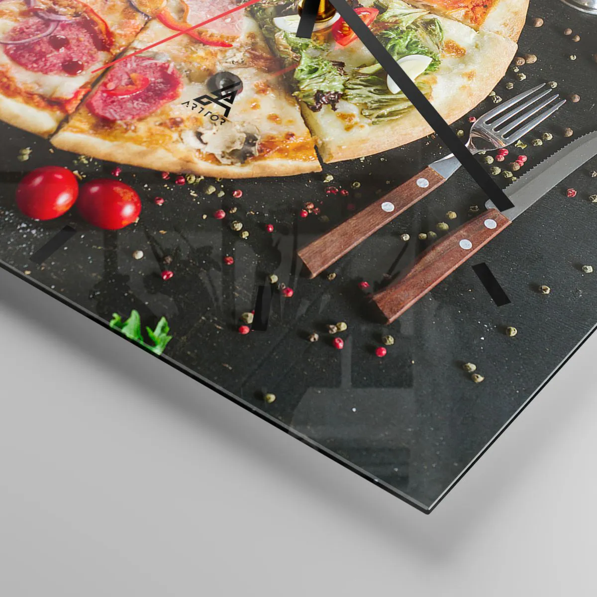 Ceas de perete - Ceas pe sticlă - Un evantai de arome - 30x30 cm