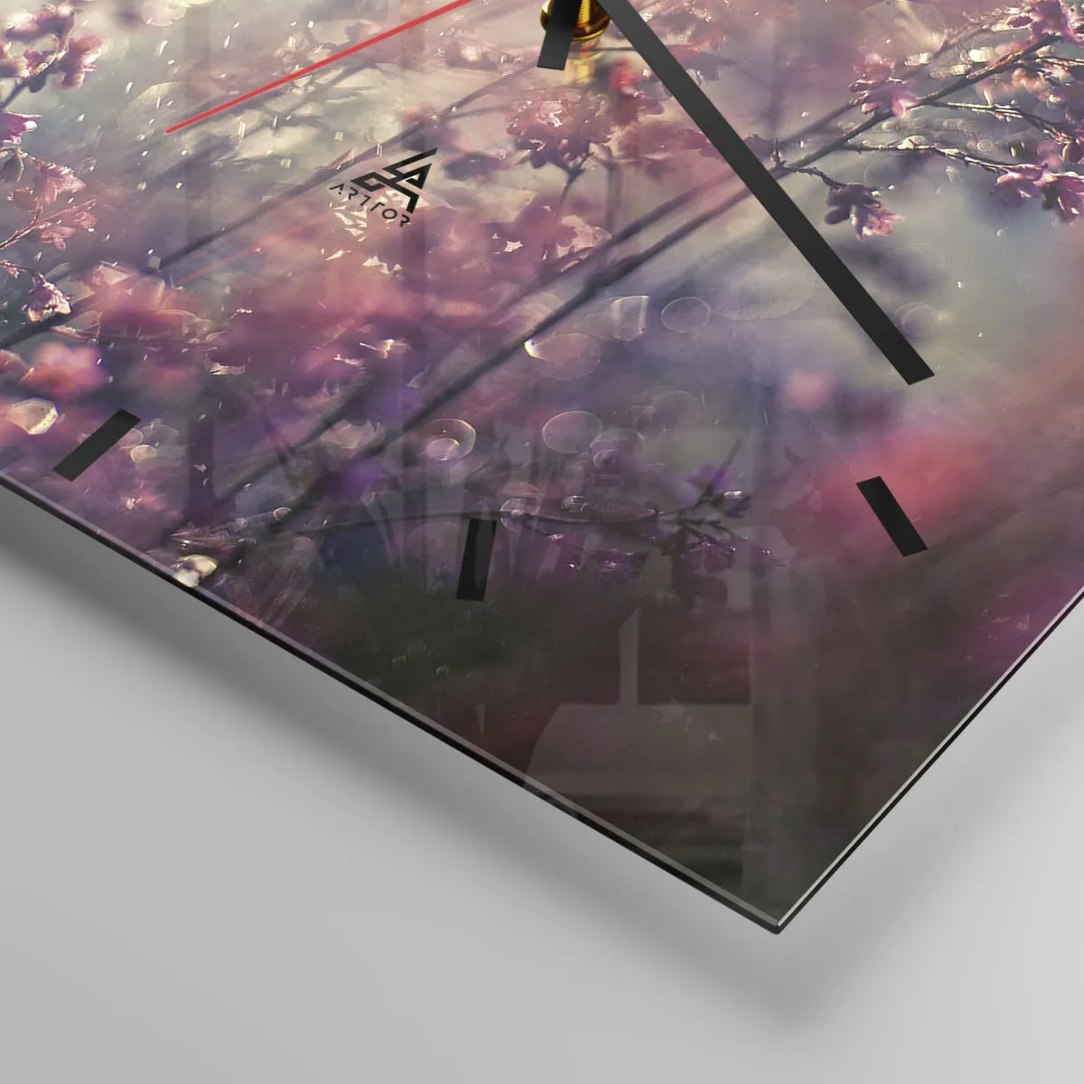 Wanduhr - Glasuhr - Blumen im Sonnenlicht vor dem Hintergrund der Natur - 30x30cm - Geheimnisvoller Garten - Moderne Wanddekoration für Wohnzimmer und Schlafzimmer ARTTOR