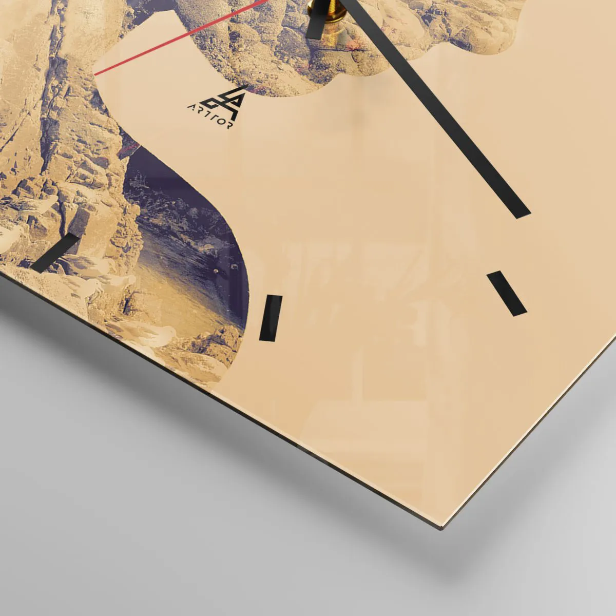 Wanduhr - Glasuhr - Profil einer Frau mit der Natur im Hintergrund in warmen Tönen - 30x30cm - Von Natur aus schön - Moderne Wanddekoration für Wohnzimmer und Schlafzimmer ARTTOR