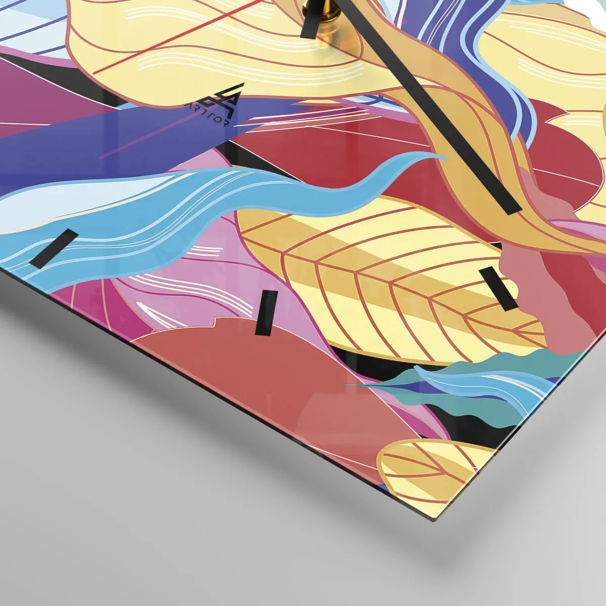 Wall clock - Clock on glass - Queen of Mess - 30x30 cm