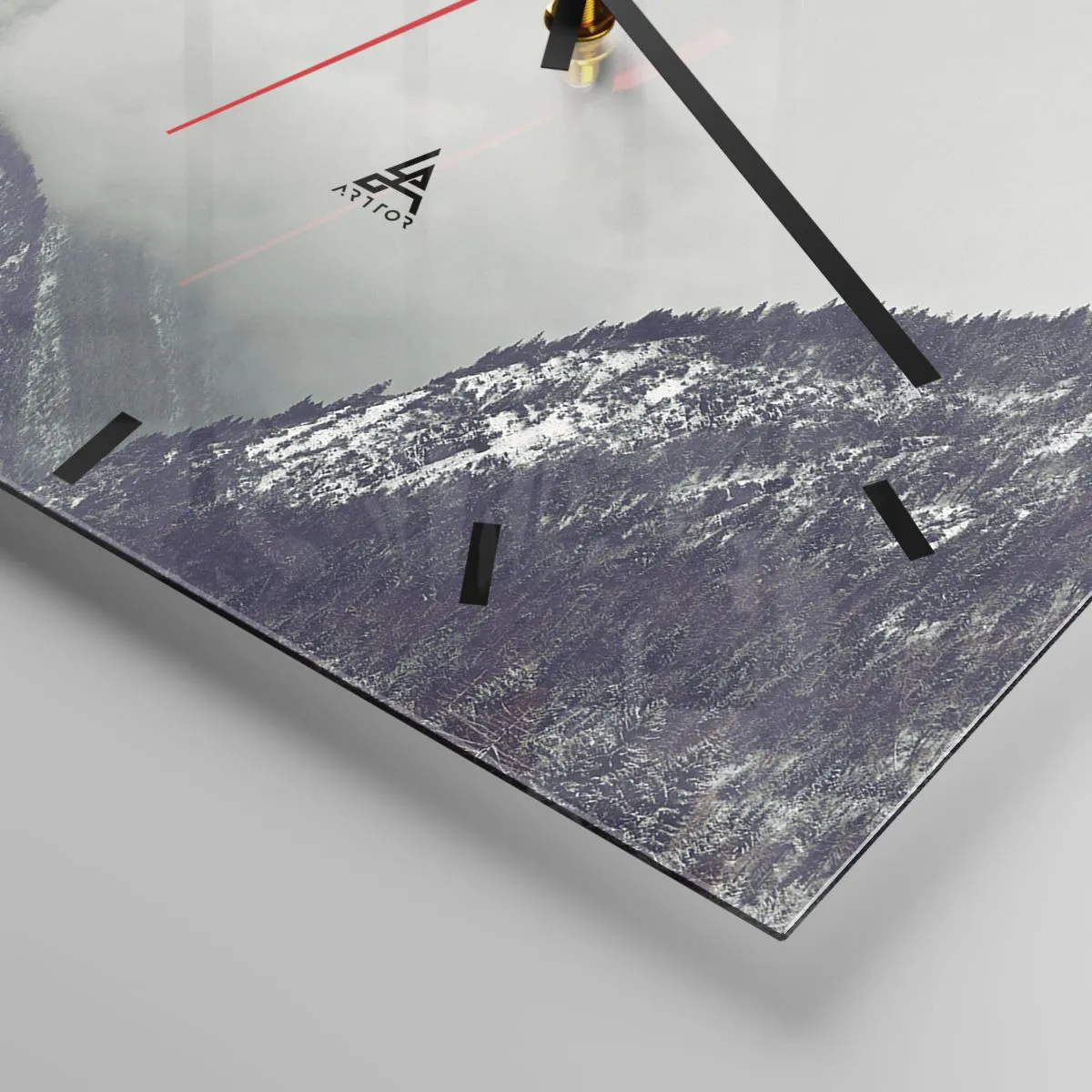 Ceas de perete - Ceas pe sticlă - Valea cețoasă - 30x30 cm