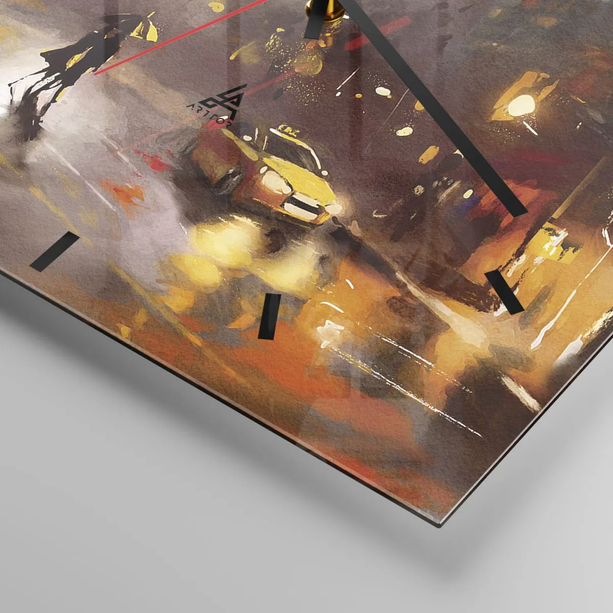 Ceas de perete - Ceas pe sticlă - În luminile New York-ului - 30x30 cm