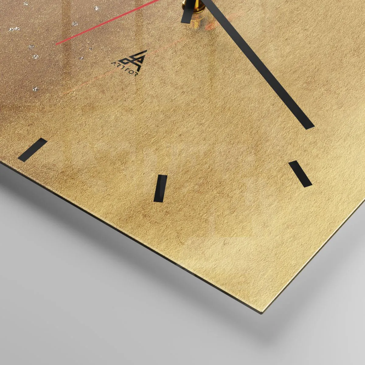 Zegar ścienny - Złoty gradient z subtelnym połyskiem i zdobieniem - 30x30cm - Narodziny światła - Nowoczesna dekoracja ścienna do salonu i sypialni ARTTOR