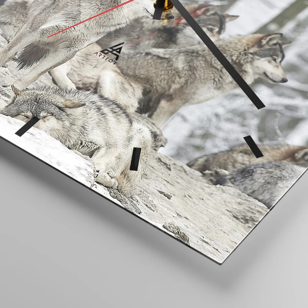 Horloge murale - Pendule murale - Une meute de loups dans la forêt d'hiver - 30x30cm - Famille et amis - Décoration murale moderne pour le salon et la chambre ARTTOR