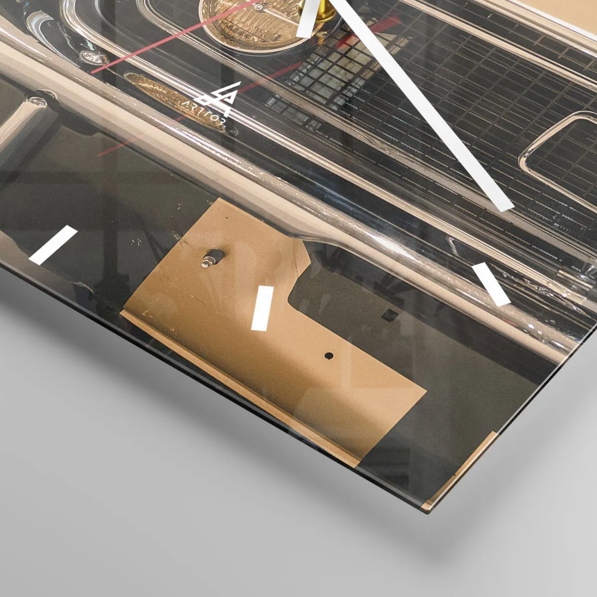 Wanduhr - Glasuhr - Ein kultiges Retro-Auto in klassischer Umgebung - 30x30cm - Treffen mit einer Legende - Moderne Wanddekoration für Wohnzimmer und Schlafzimmer ARTTOR