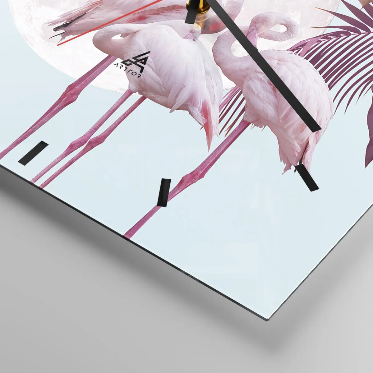 Ceas de perete - Ceas pe sticlă - Harul a trei păsări - 30x30 cm