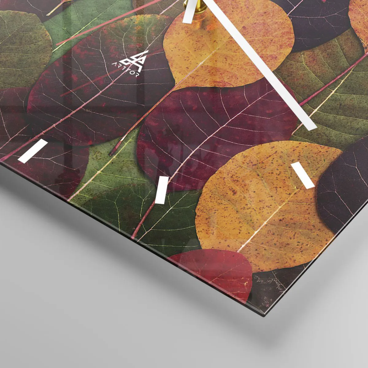 Ceas de perete - Ceas pe sticlă - Mozaic de toamnă - 40x40 cm