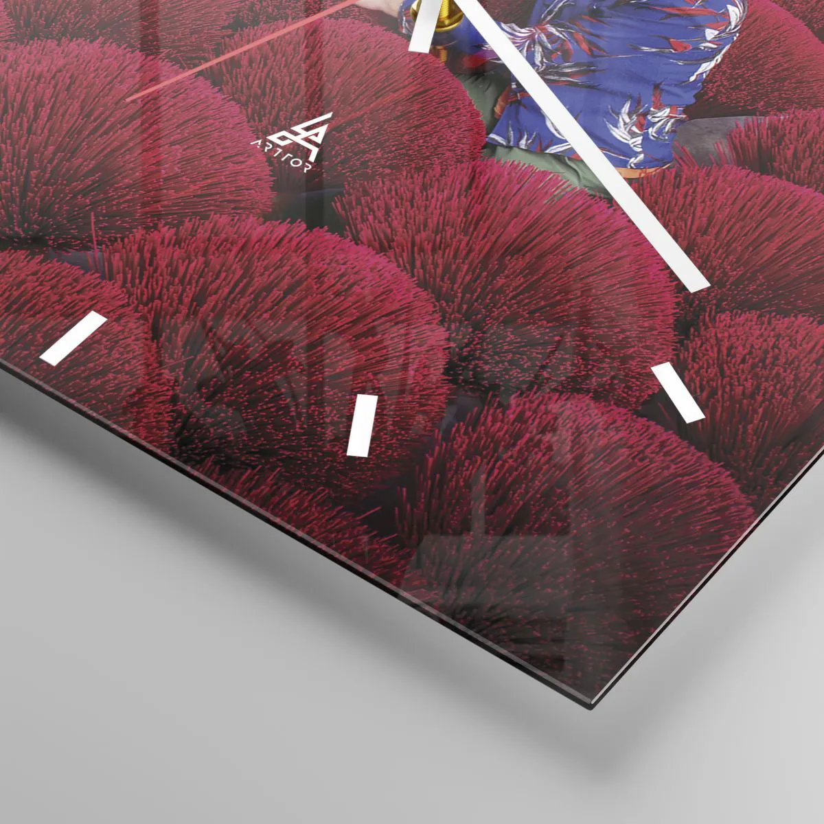 Ceas de perete - Ceas pe sticlă - Într-un câmp de orez - 40x40 cm