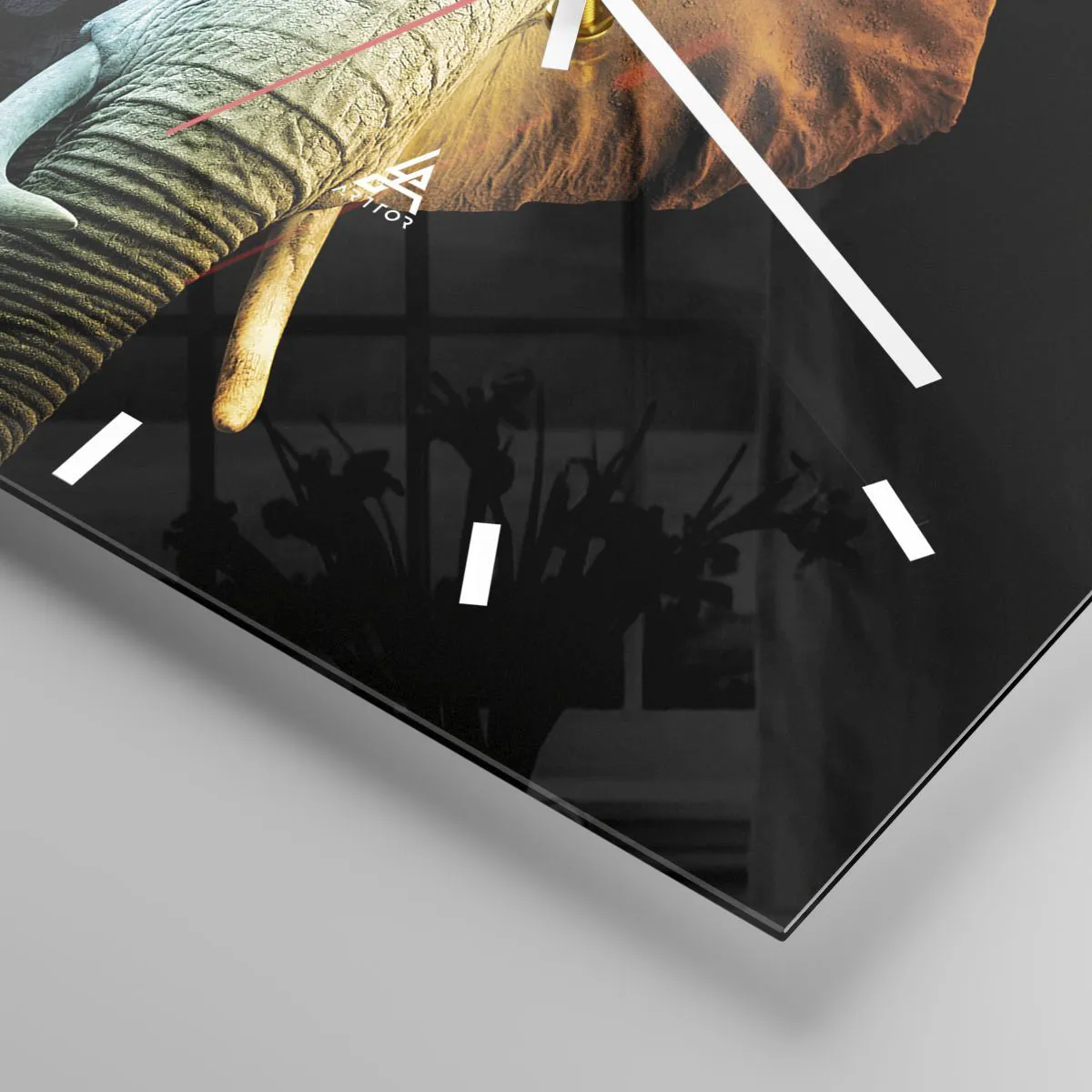 Wanduhr - Glasuhr - Elefantenporträt in Regenbogenfarben - 30x30cm - Exzentrisch, kein Verrückter - Moderne Wanddekoration für Wohnzimmer und Schlafzimmer ARTTOR