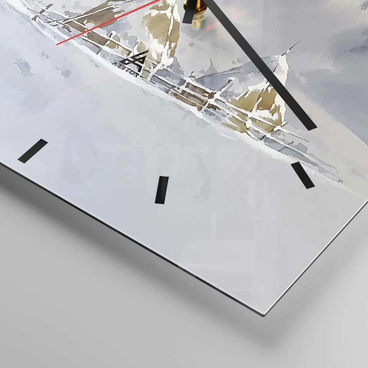 Relógio de parede - Relógio em vidro - No vale nevado - 30x30 cm