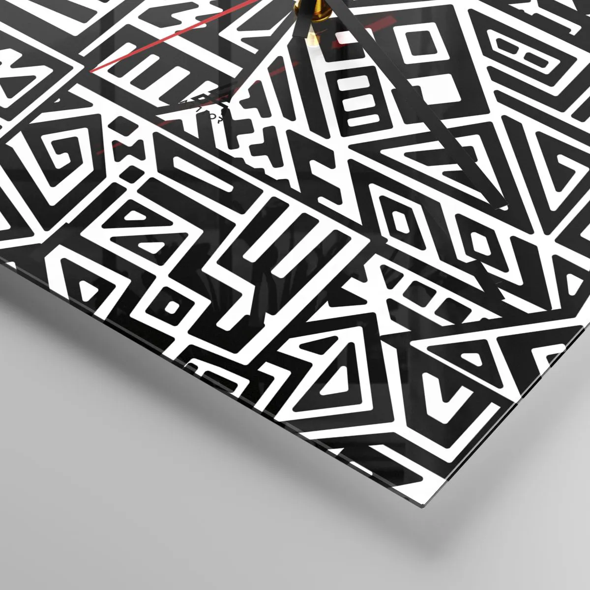 Ceas de perete - Ceas pe sticlă - Compoziție precolumbiană - 30x30 cm