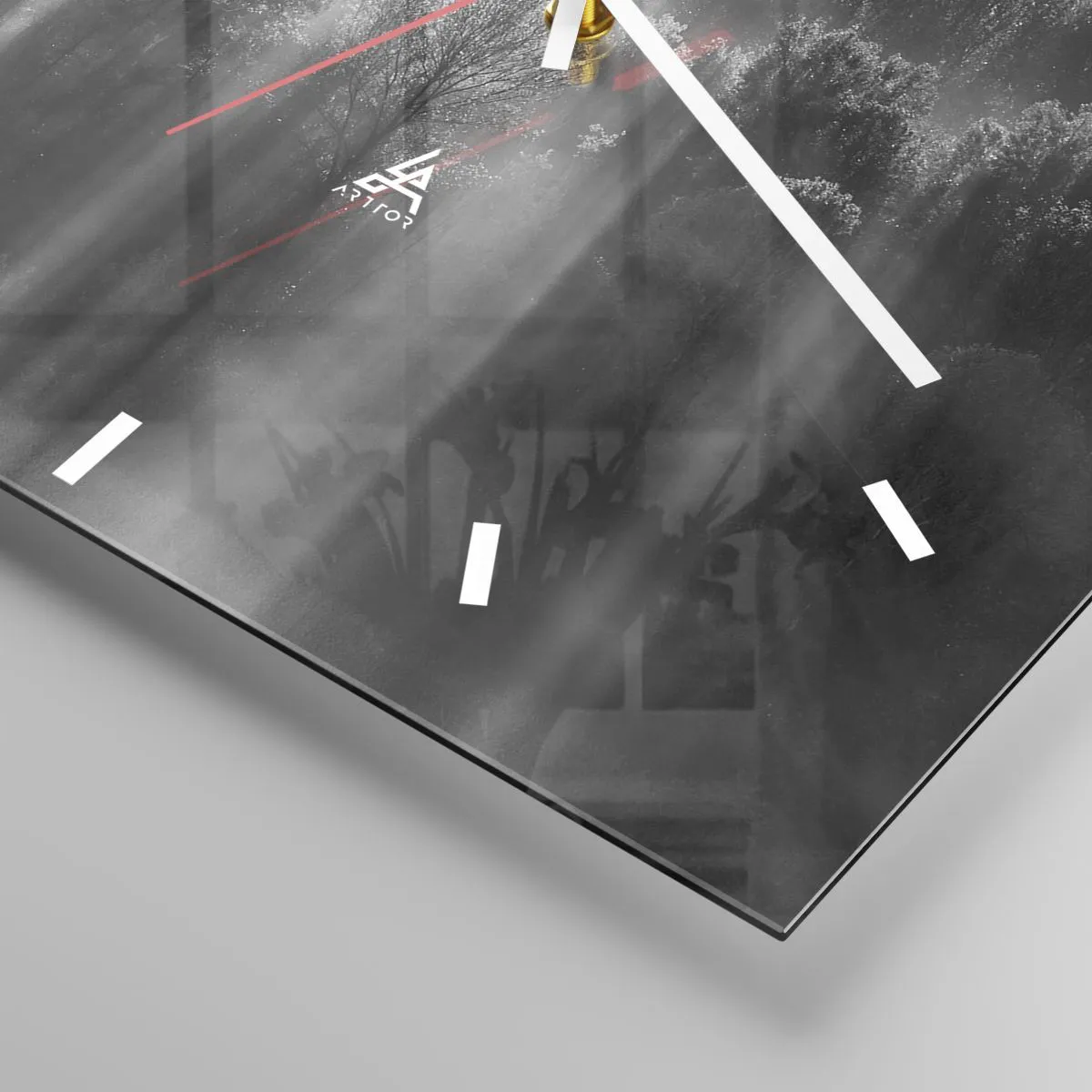 Wanduhr - Glasuhr - In Lichtstrahlen - 40x40 cm