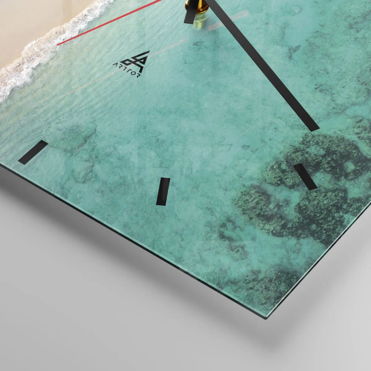 Zegar ścienny - Tropikalna plaża z turkusową wodą z lotu ptaka - 30x30cm - Rajska plaża - Nowoczesna dekoracja ścienna do salonu i sypialni ARTTOR