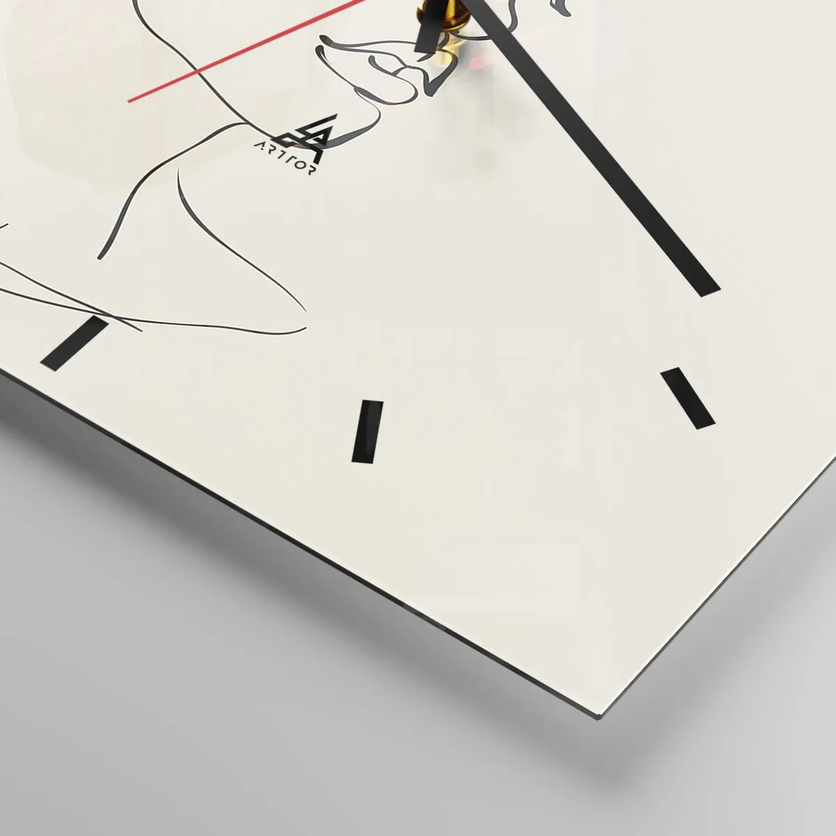 Ceas de perete - Ceas pe sticlă - Cu o linie sigură - 40x40 cm