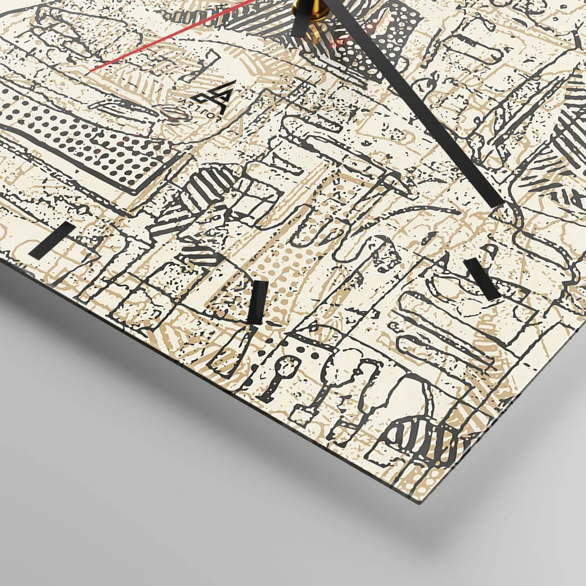 Zegar ścienny - Abstrakcyjne wzory i linie na beżowym tle - 30x30cm - Czeka na rozszyfrowanie - Nowoczesna dekoracja ścienna do salonu i sypialni ARTTOR