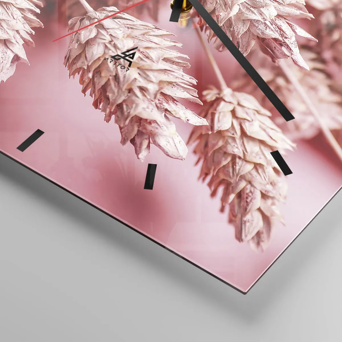 Wall clock - Clock on glass - Flowery Cascade in Pink - 30x30 cm