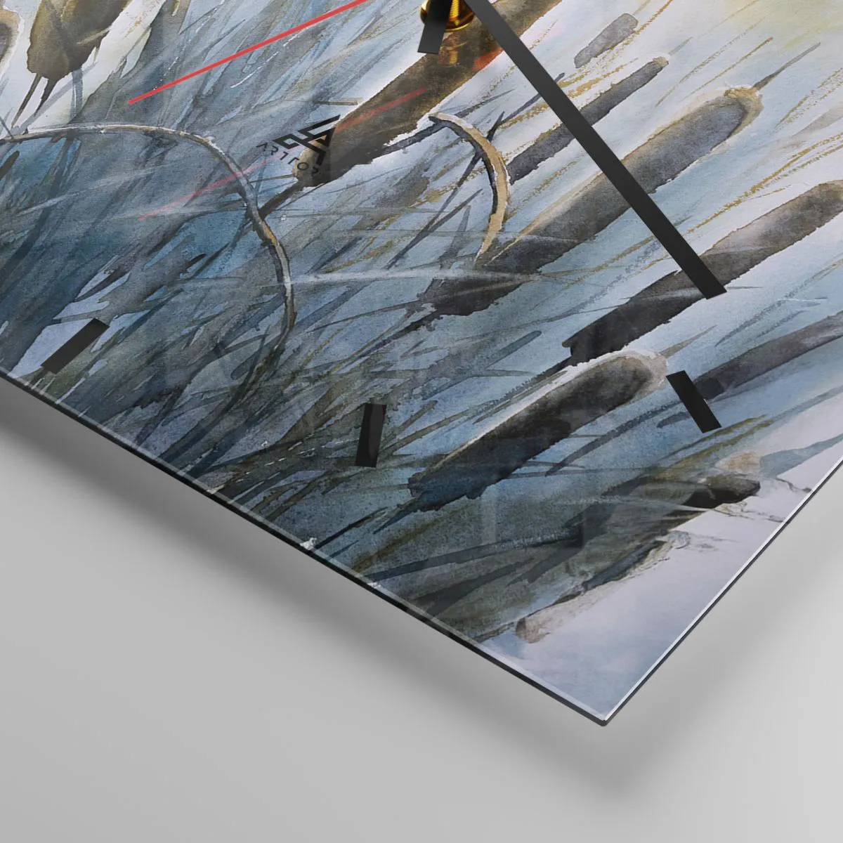 Horloge murale - Pendule murale - Roseaux pittoresques sous les rayons du soleil - 30x30cm - Fraicheur de l'eau, chaleur du soleil - Décoration murale moderne pour le salon et la chambre ARTTOR