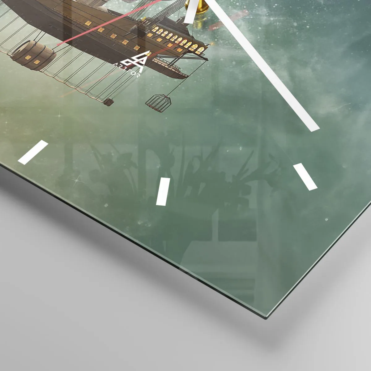 Ceas de perete - Ceas pe sticlă - Jules Verne vă transmite salutări - 40x40 cm