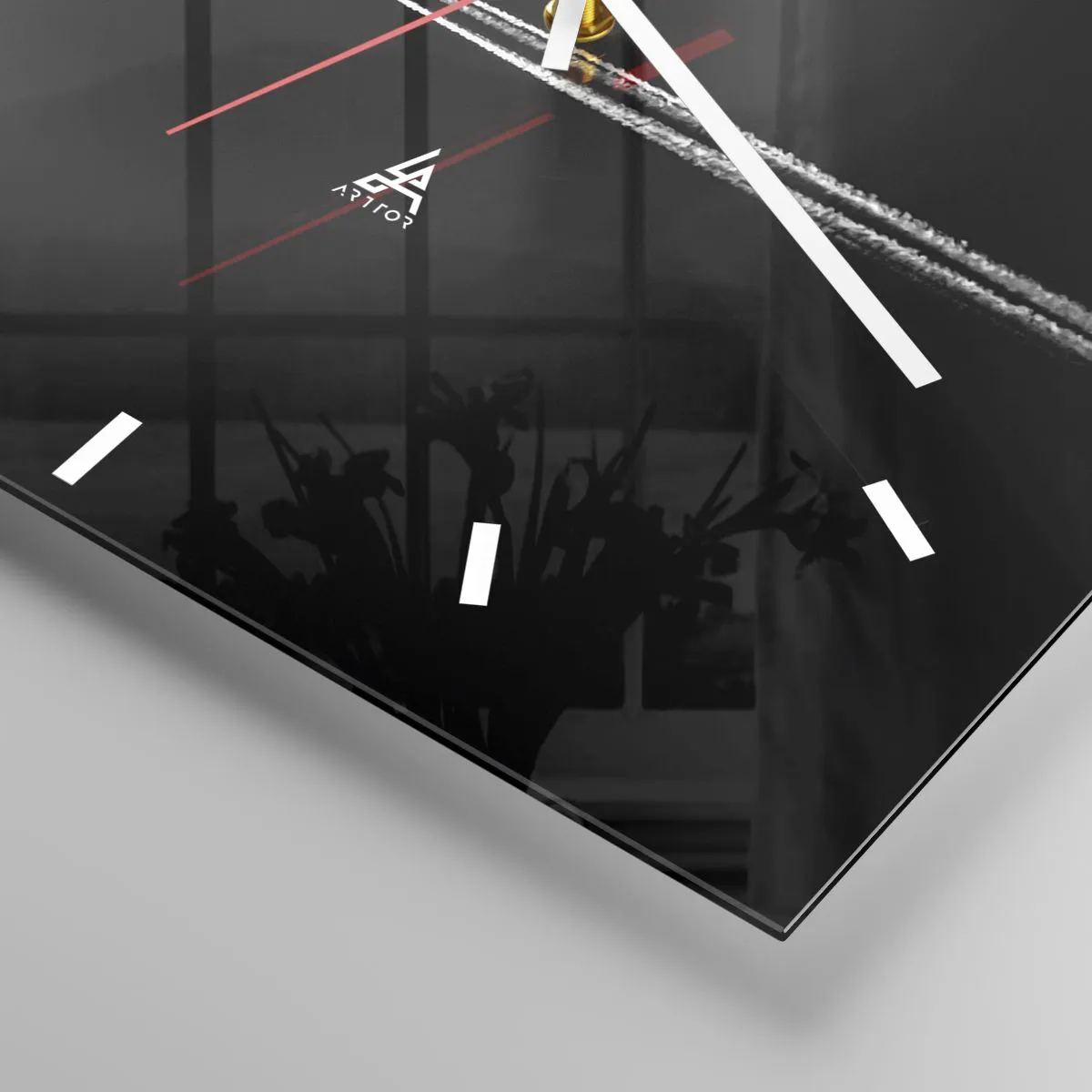 Horloge murale - Pendule murale - Un avion à réaction avec une traînée de condensation visible sur fond noir - 30x30cm - Dans une autre dimension - Décoration murale moderne pour le salon et la chambre ARTTOR