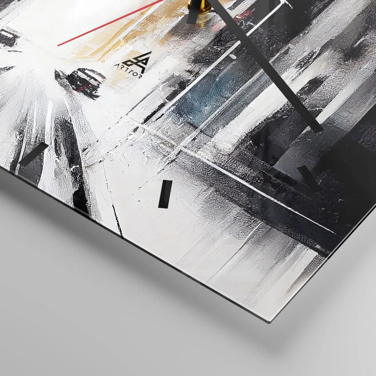 Wanduhr - Glasuhr - Stadtstudie: Architektur und Bewegung - 40x40 cm