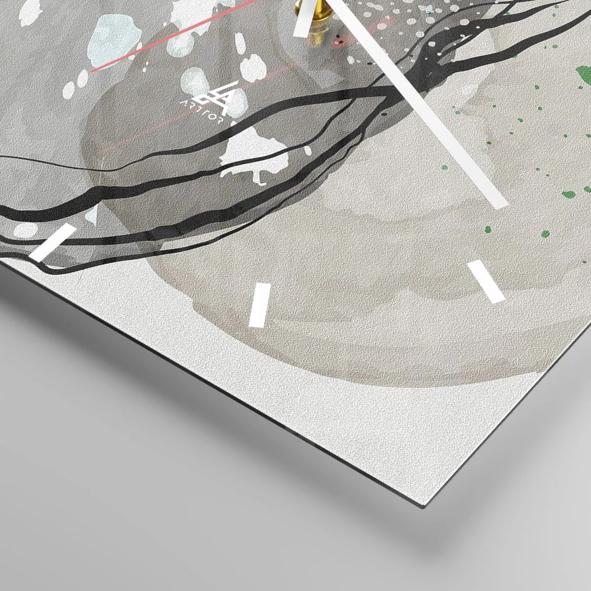 Ceas de perete - Ceas pe sticlă - Compoziție organică - 40x40 cm