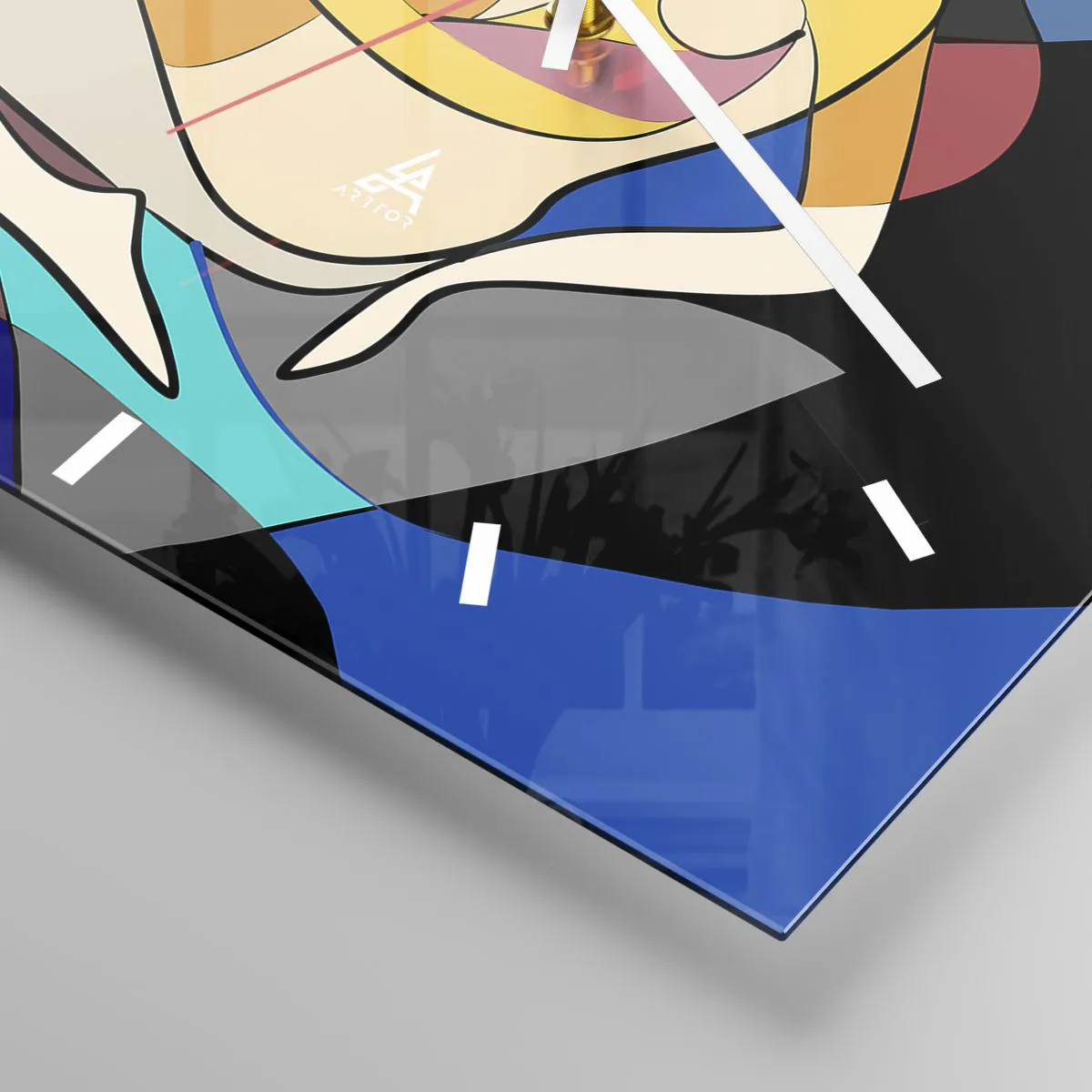 Orologio da parete - Orologio in Vetro - Nudo colorato in stile cubista - 30x30cm - Nudo cubista - Decorazione murale moderna per soggiorno e camera da letto ARTTOR