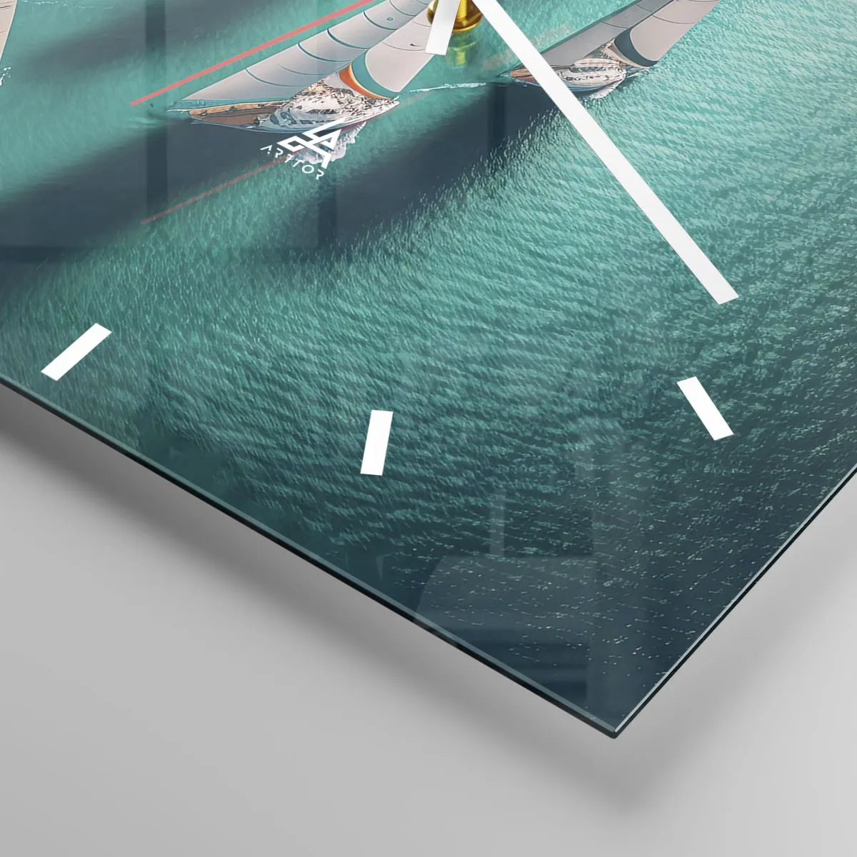 Relógio de parede - Relógio em vidro - Numa competição com o vento - 30x30 cm