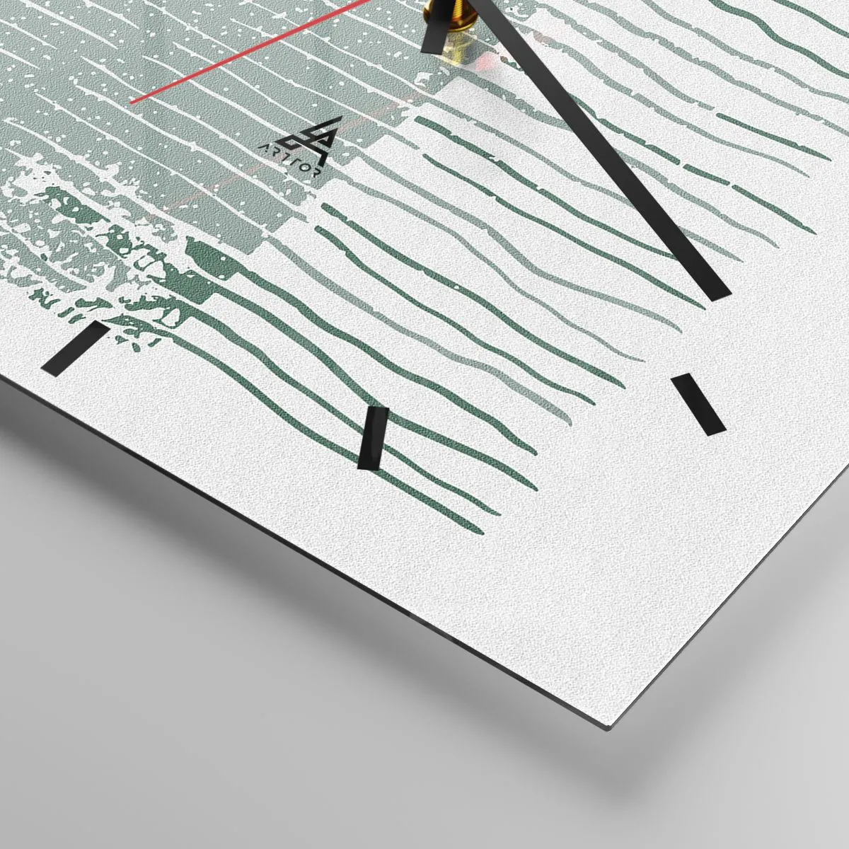 Wanduhr - Glasuhr - Geometrisches Muster in Meeresgrün- und Weißtönen - 30x30cm - Marine Abstraktion - Moderne Wanddekoration für Wohnzimmer und Schlafzimmer ARTTOR