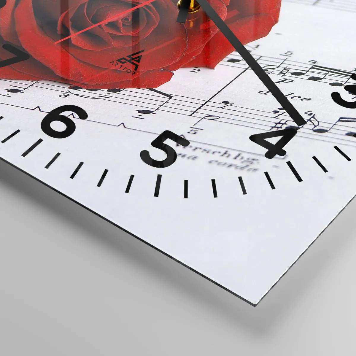 Wanduhr - Glasuhr - Musik der Gefühle in Scharlach - 40x40 cm