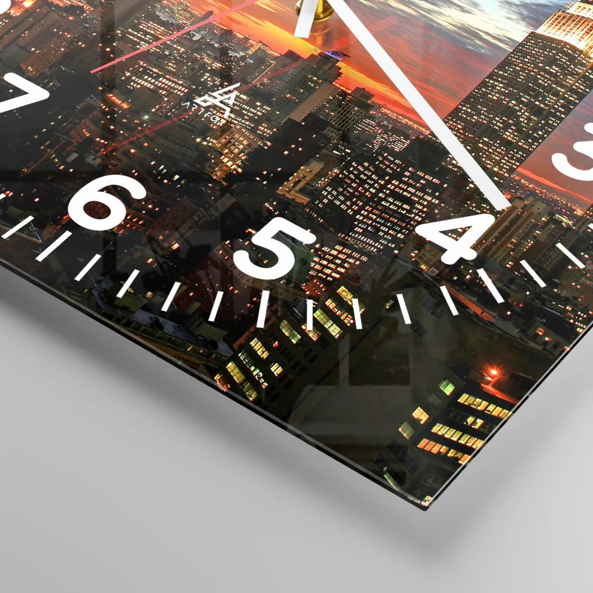 Relógio de parede - Relógio em vidro - Noite Brilhante Americana - 30x30 cm