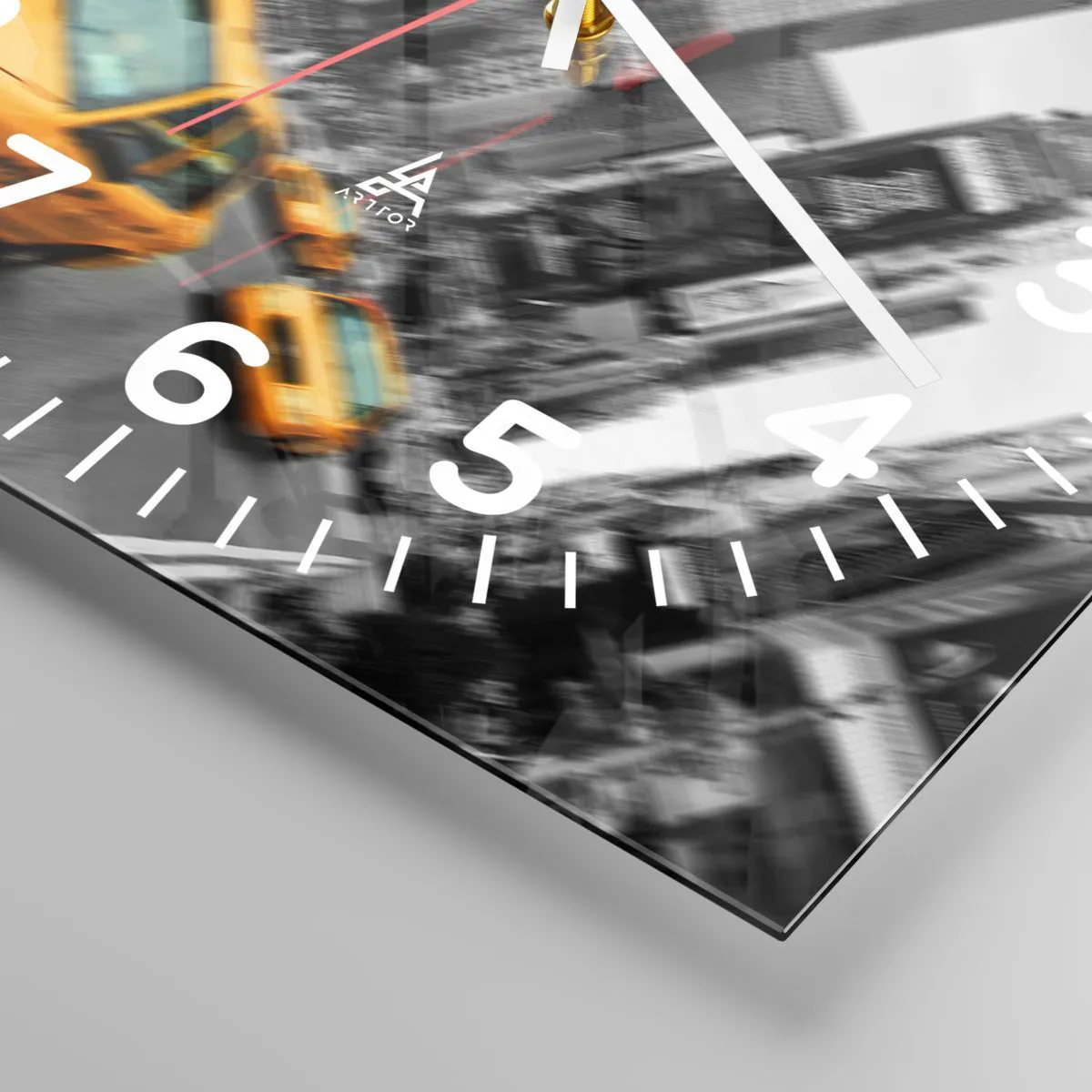 Ceas de perete - Ceas pe sticlă - Picături de soare la New York - 40x40 cm