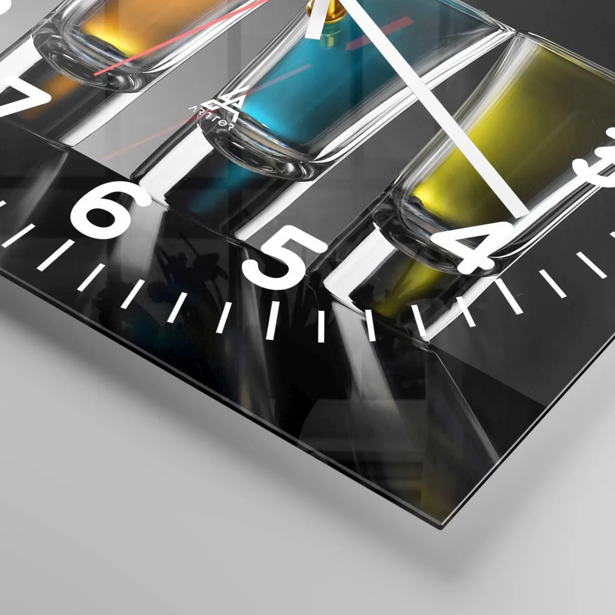 Ceas de perete - Ceas pe sticlă - Culori de bucurie - 40x40 cm