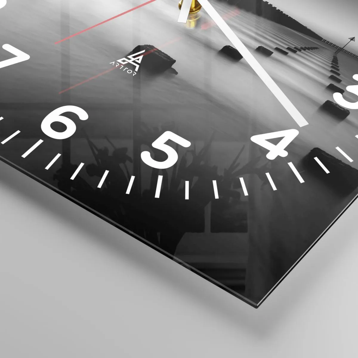 Wall clock - Clock on glass - Grey Distance in a Fog - 30x30 cm